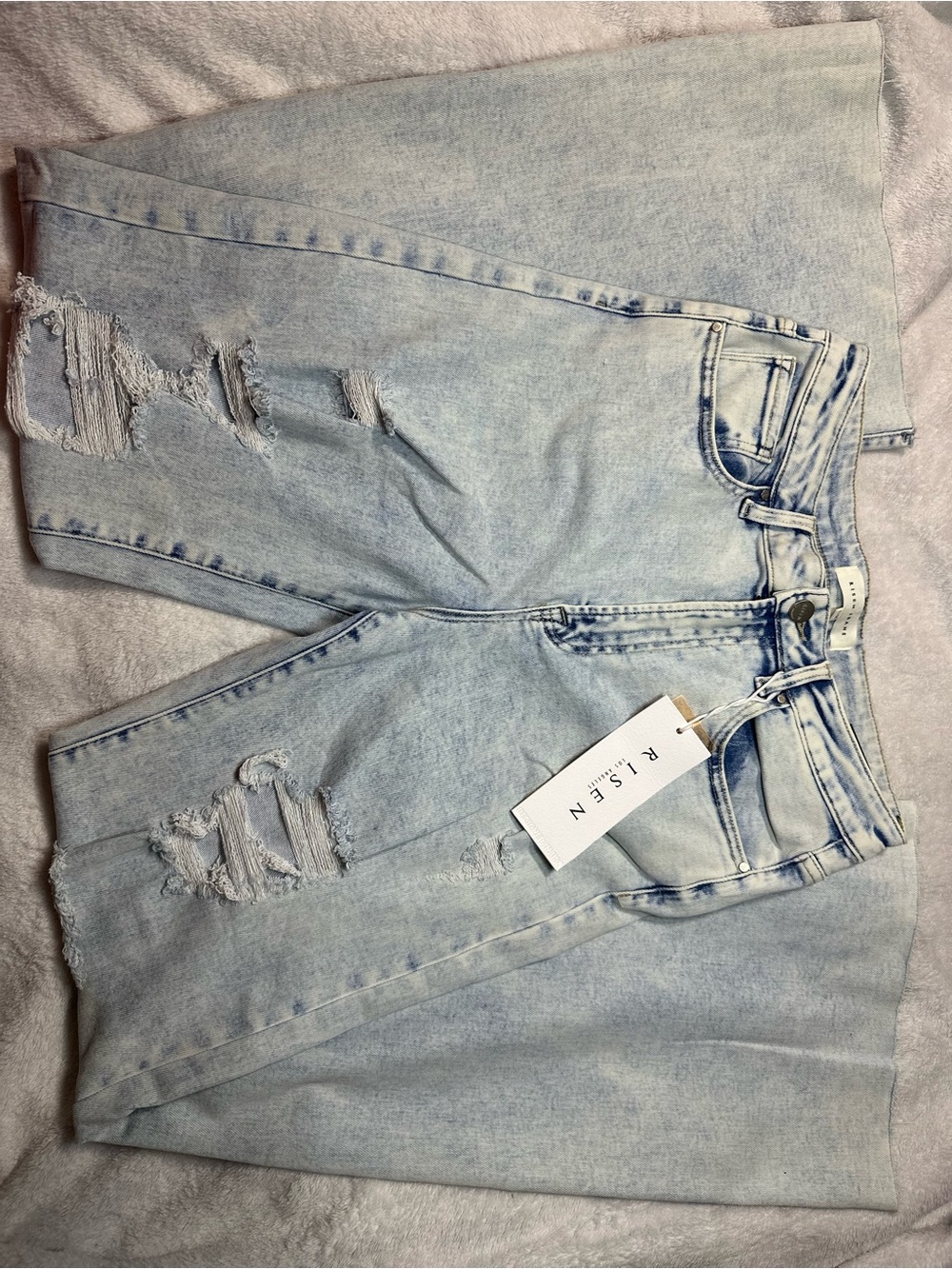 Risen Light Blue Distressed Boyfriend Jeans